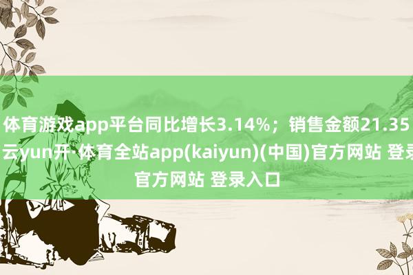体育游戏app平台同比增长3.14%；销售金额21.35亿元-云yun开·体育全站app(kaiyun)(中国)官方网站 登录入口